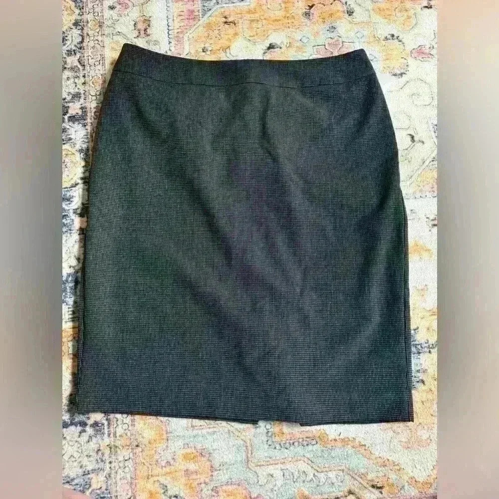 NWT Ann Taylor Skirt Womens 10 Black Knee Length Career Lined Slit A Line $89